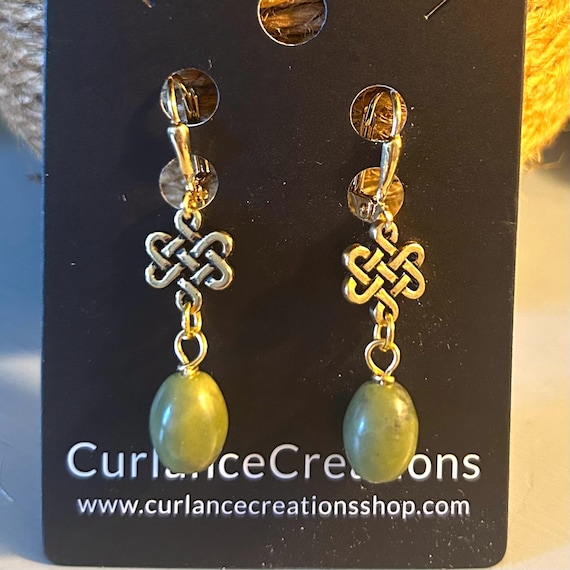 Connemara Marble Barrel Dangle Earrings