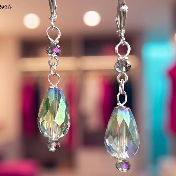 AB Crystal Teardrop Dangle Earrings