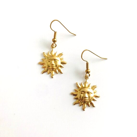 Sun Face Dangle Earrings