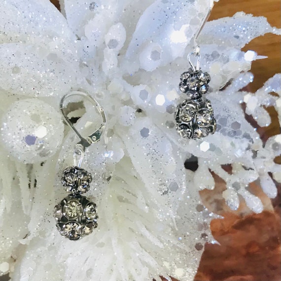 Sparkly Silver Rhinestone Dangle Earrings