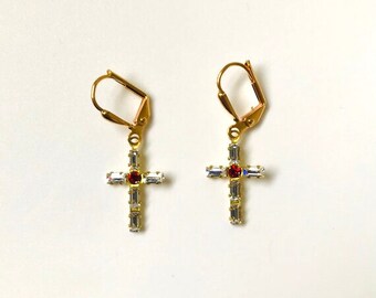 Swarovski Crystal Dangle Cross Earrings