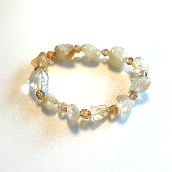 Citrine and Crystal Stretch Bracelet