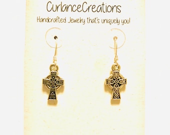 Antique Silver Celtic Cross Earrings