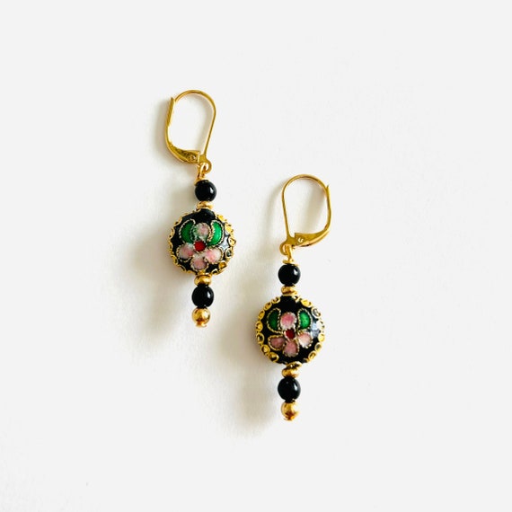 Noir Cloisonné Earrings