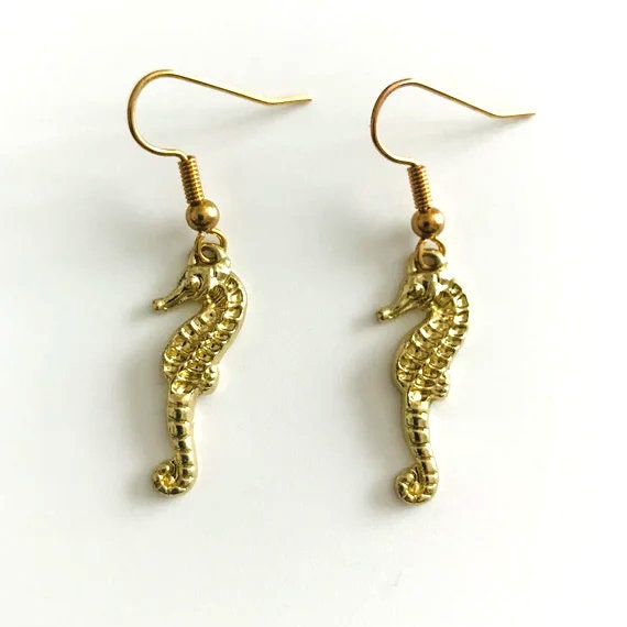 The Golden Seahorse Dangle Earrings