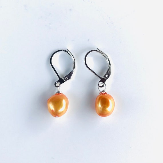 Yellow Baroque Freshwater Pearl Dangle Earrings
