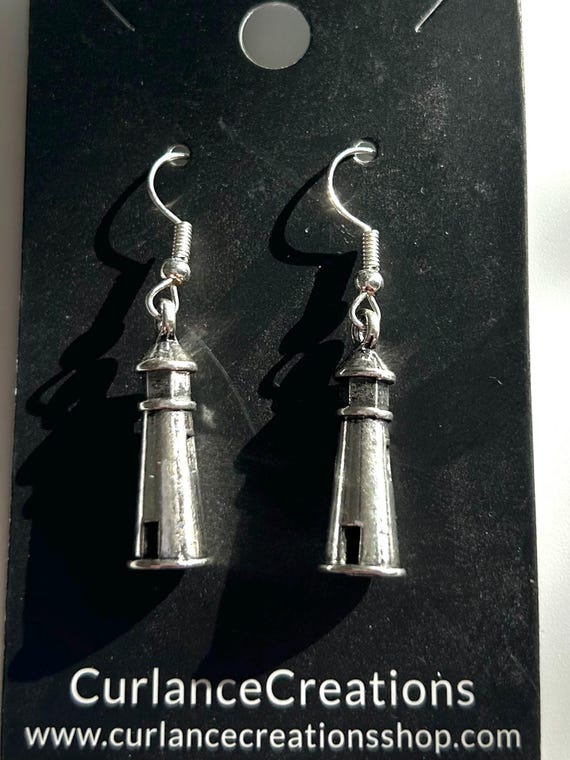 Silver Lighthouse Dangle Earrings