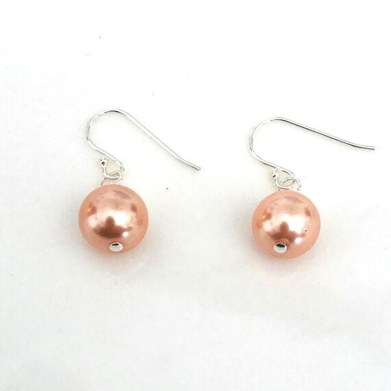 Elegant Pink Shell Pearl Dangle Earrings