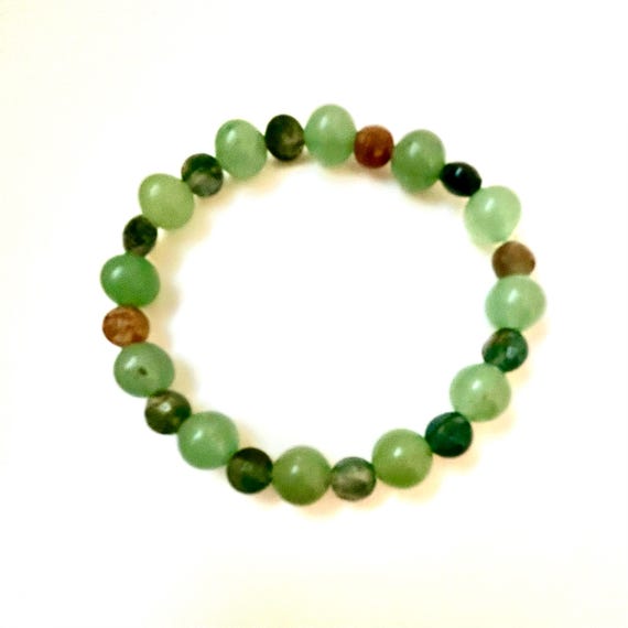 Green Aventurine and Multicolored Jasper Stretch Bracelet