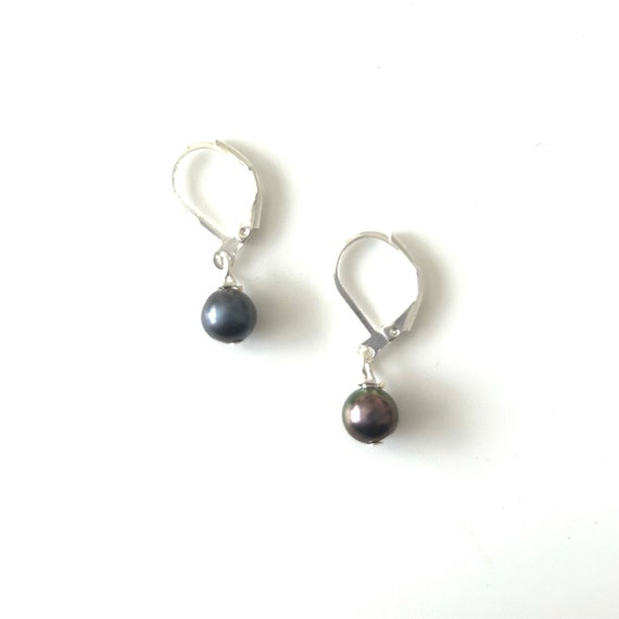 Gray Freshwater Pearl Dangle Earrings