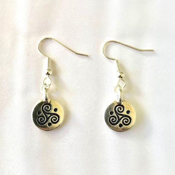 Celtic Triskele  Spiral Silver Earrings