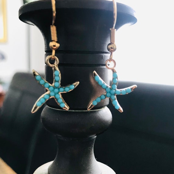 The Turquoise Blue Starfish Dangle Earrings