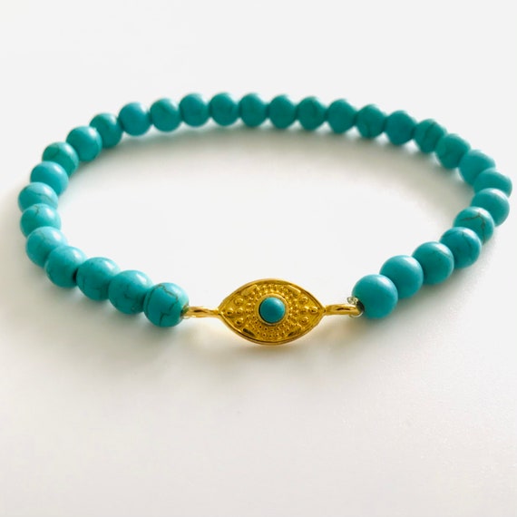 Evil Eye Blue Howlite Stretch Bracelet