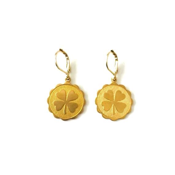 Gold Shamrock Charm Earrings