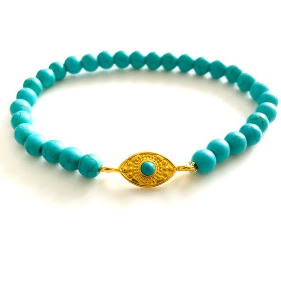 Evil Eye Blue Howlite Stretch Bracelet