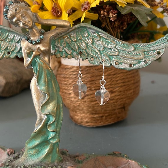 Glass Heart Dangle Earrings