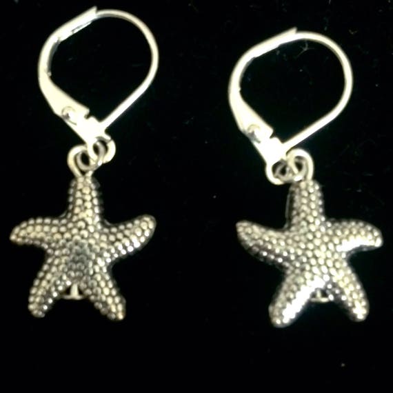 Sally the Silver Starfish Dangle Earrings