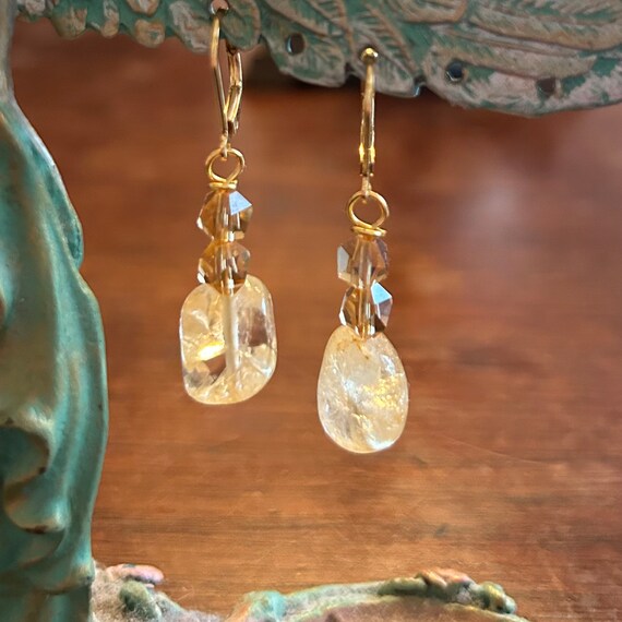 Citrine and Crystal Dangle Earrings