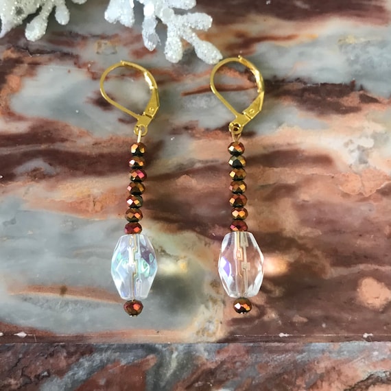 AB Crystal Teardrop Dangle Earrings