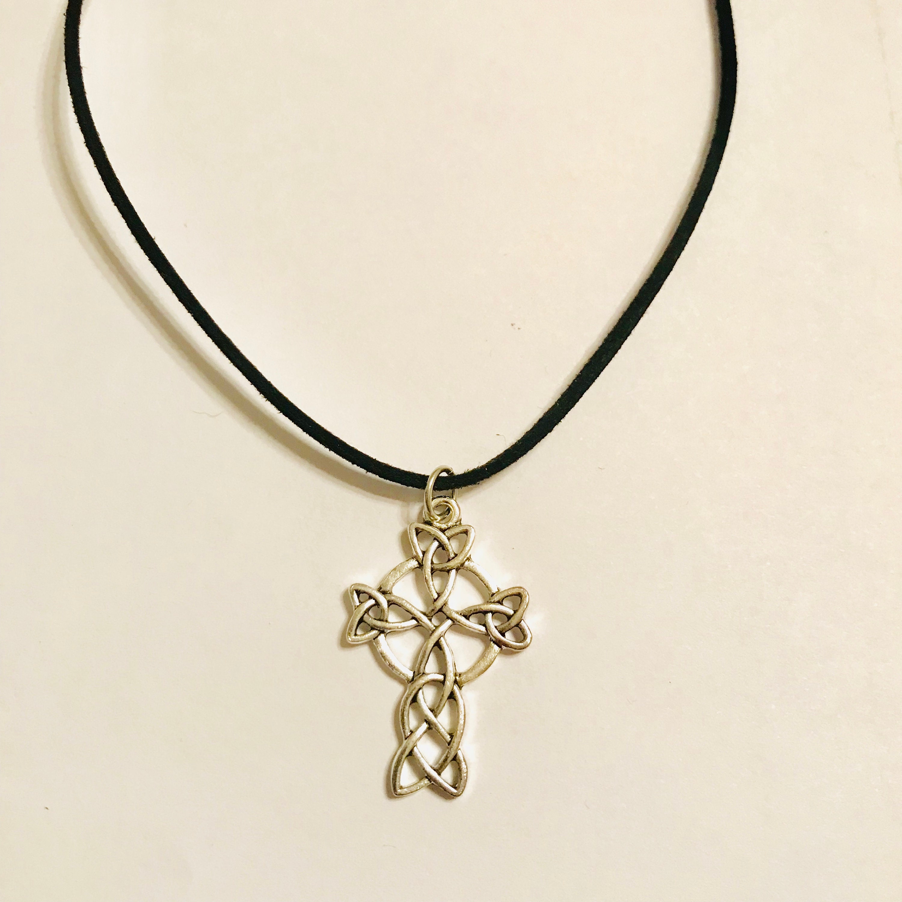 Antique Silver Celtic Cross Pendant Necklace