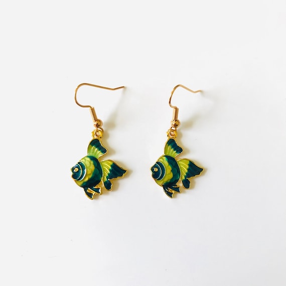 Festive Fish Enamel Dangle Earrings