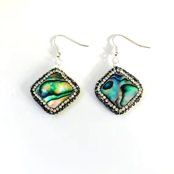 The Awesome Abalone and Druzy Crystal Zircon Earrings