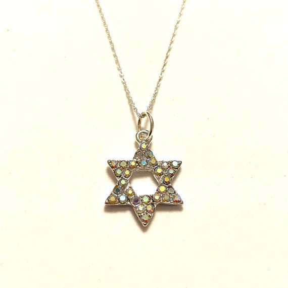 Crystal Rhinestone Hanukkah Star of David Pendant Necklace