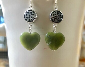 Connemara Heart Celtic Knot Charm Dangle Earrings
