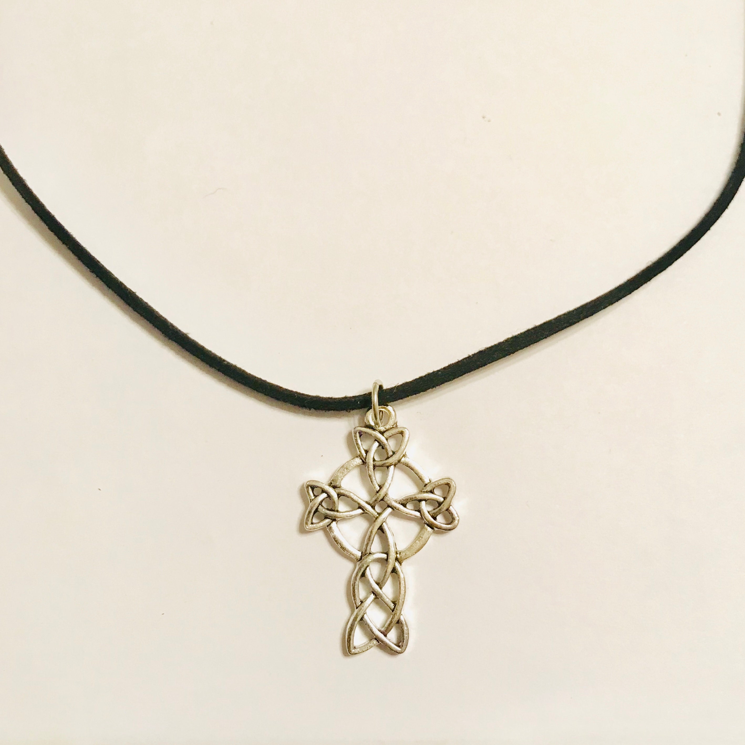 Antique Silver Celtic Cross Pendant Necklace