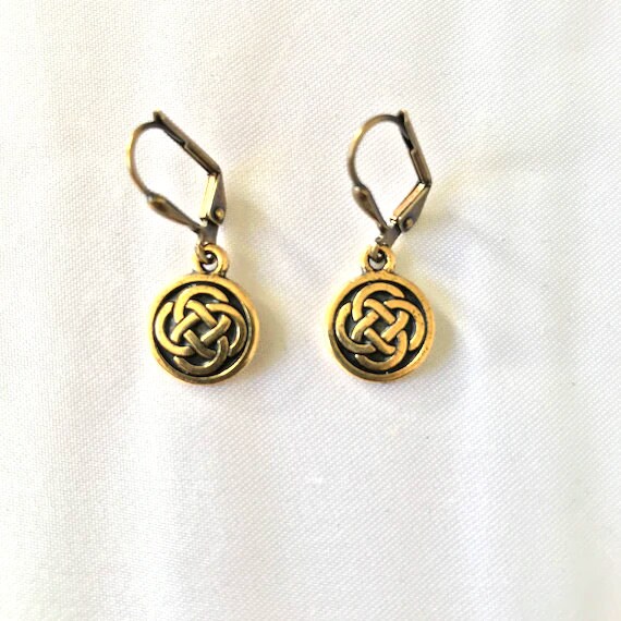 Celtic Circle Gold Charm Earrings