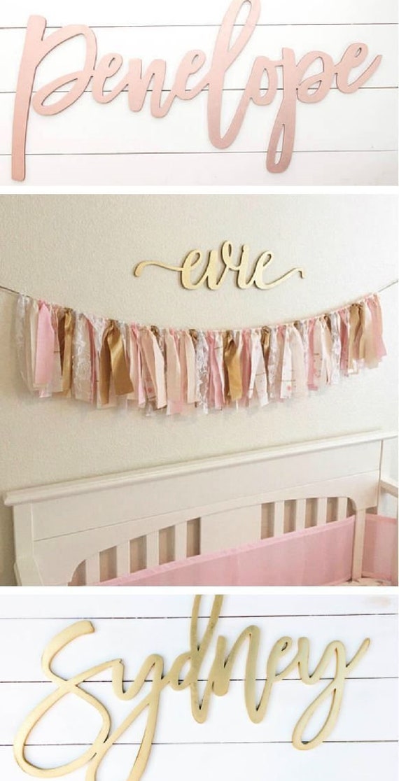 Baby wall name.Gold baby room decor. Etsy