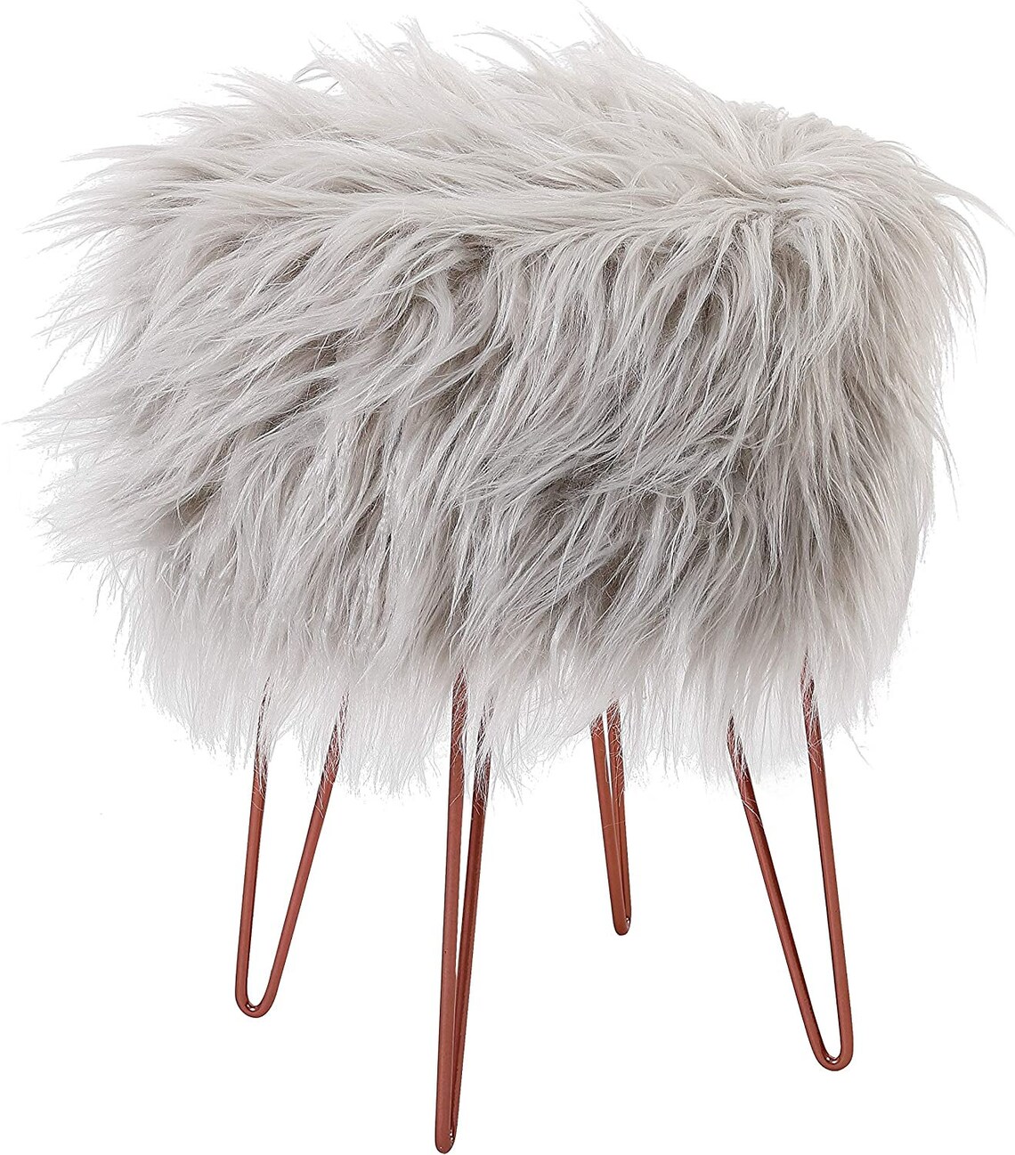 Faux Fur Vanity Stool Chair Soft Furry Compact Padded Seat Etsy
