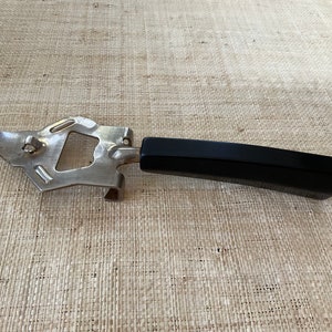 Vintage Multipurpose Kitchen Tool Can Jar Opener Black Bakelite Handle