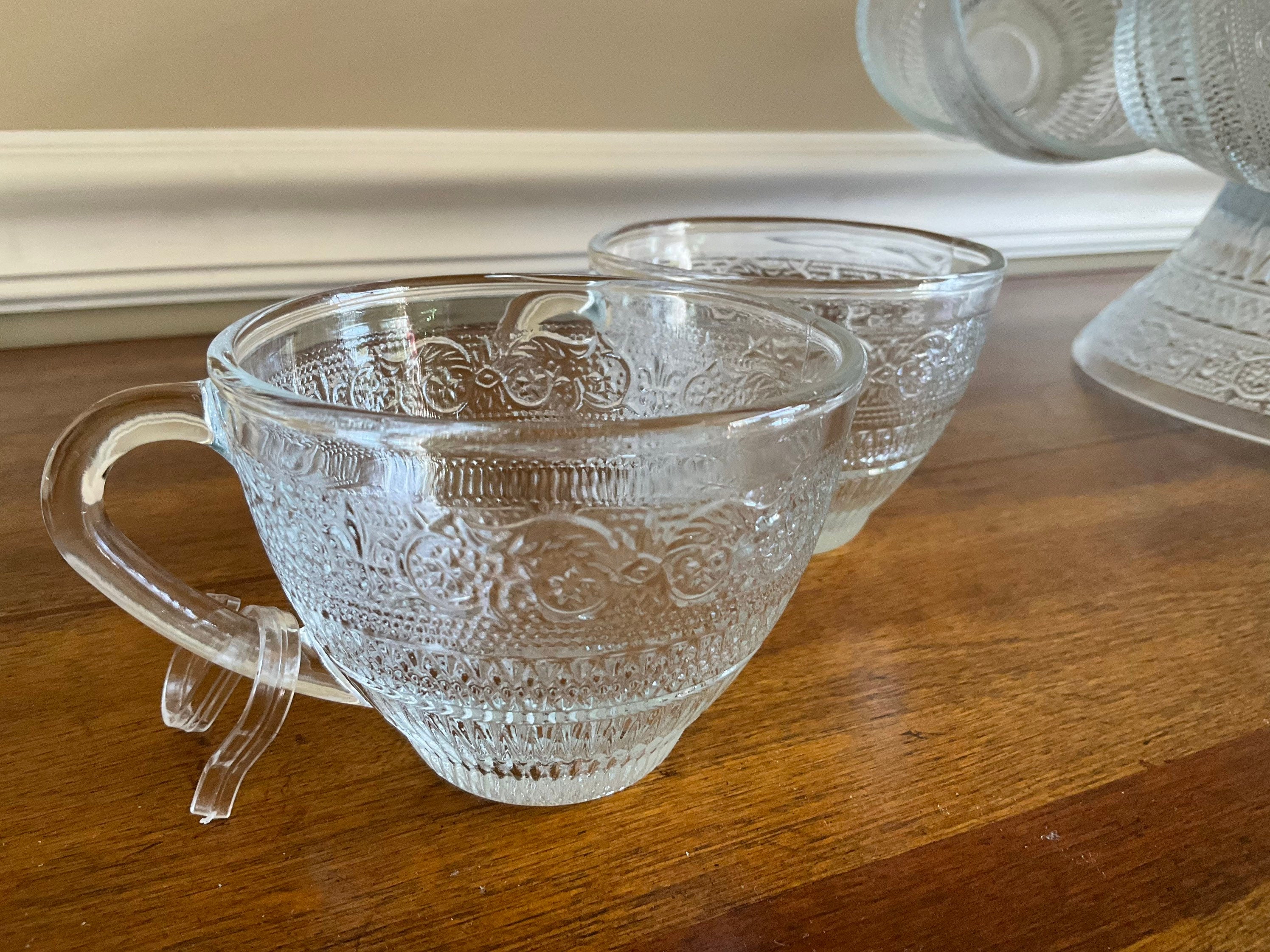 Vintage Sandwich Glass Punch Bowl Set With 12 Cups Hooks Etsy