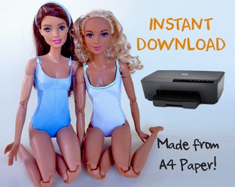 Barbie swim suit bikini printable, Made from just 1 A4 Paper, barbie printable, barbie doll bikini, girls gifts