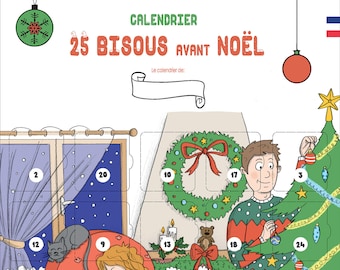 Calendrier de l’avent des bisous – 25 bisous avant Noel pour Enfants 2-10 ans - Calendrier de l'avent pour bébé et enfant à personnaliser