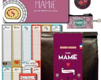 Grande Pochette Surprise 5 Cadeaux pour Mamie - Cadeau de Table et de fête des Grands-Meres - Français