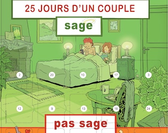 Calendrier Couple sage pas sage - Calendrier de l'avant ou après un évènement amoureux - 25 questions et défis pour Monsieur et Madame