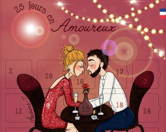 Calendrier de l'avant ou après Saint Valentin & Noel - Avent 25 Jours en Amoureux - 25 défis et Doux Messages Couple