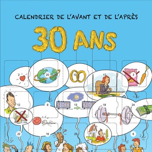 Carte 30 ans calendrier de l'avant ou de l'après anniversaire de 30 ans 25 résolutions et défis