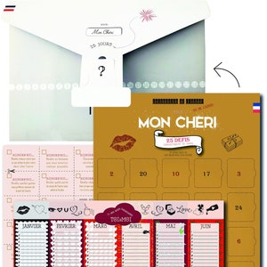 Surprise Mon Chéri Lettre d'amour géante - 4 cadeaux pour son amoureux dans une Pochette surprise à personnaliser - Carte de voeux amoureux