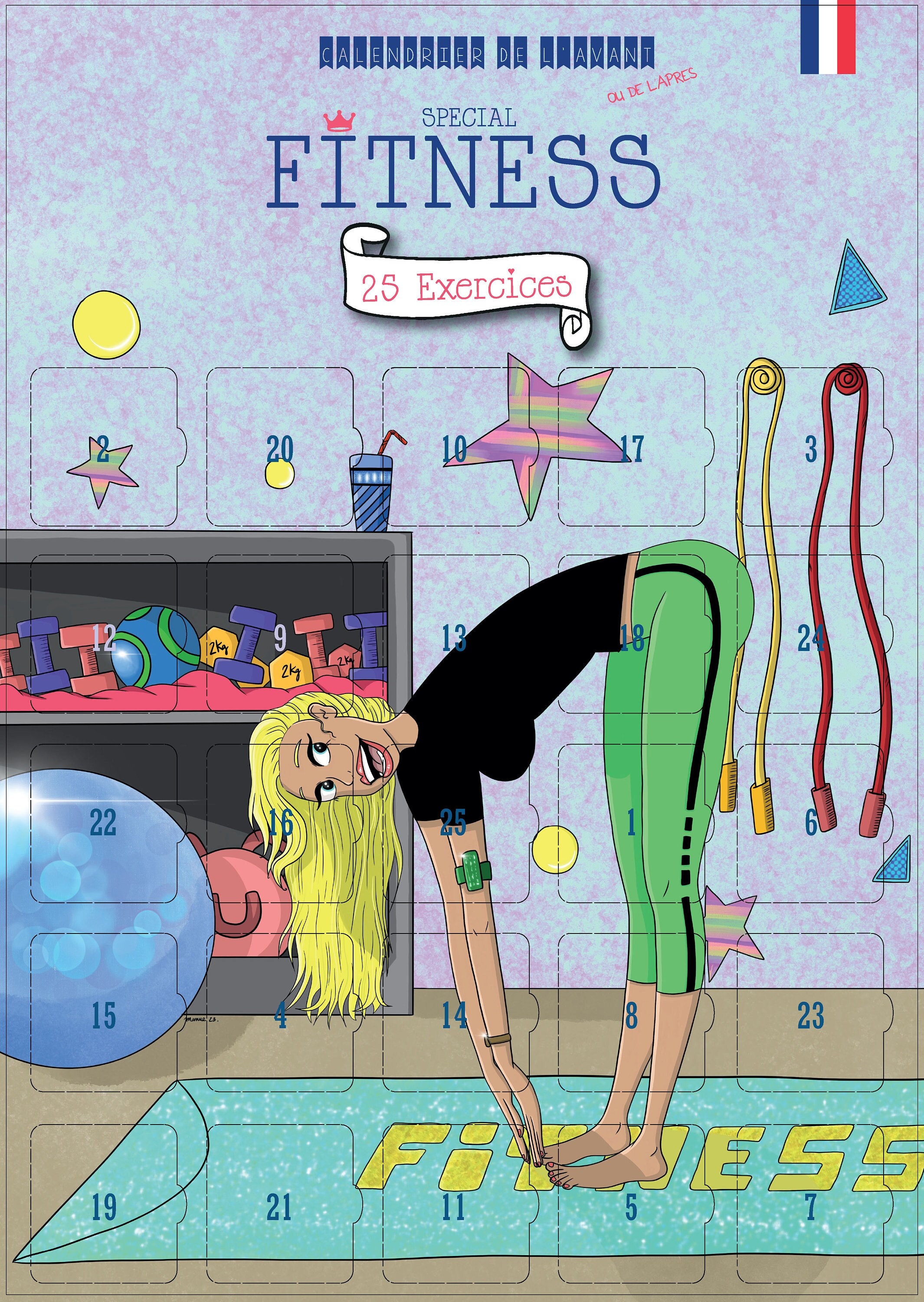 Fitness Calendar - 25 Fitness Exercises - Before or After Calendar