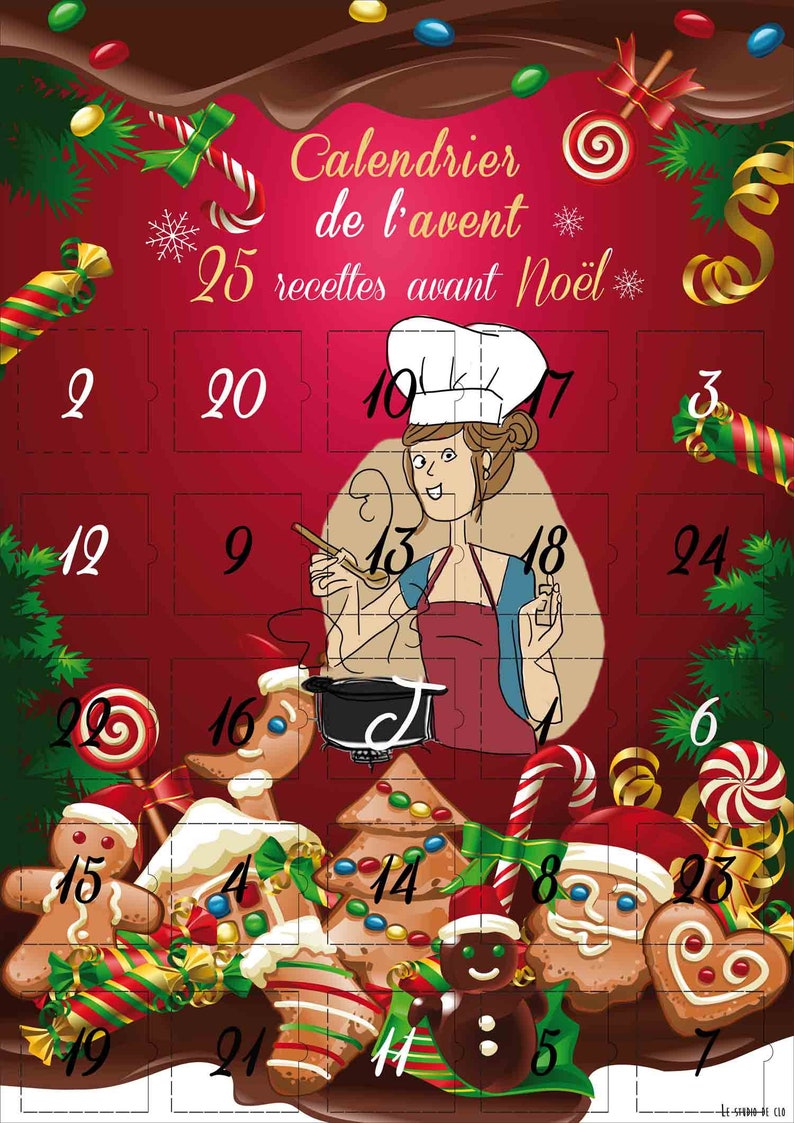 Calendrier de l'Avent 25 recettes de Noel - Créatrice ETSY : CalendrierEvenement 