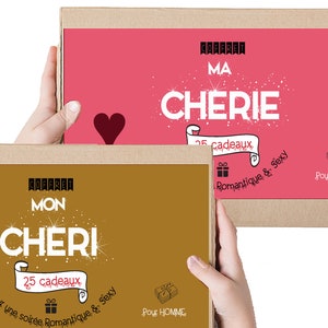 Cadeau spécial couple mon chéri ou ma chérie - Coffret 25 surprises et défis à partager en amoureux