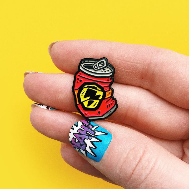 Red can enamel pin Etsy