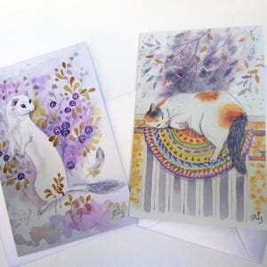 Cartes postales doubles tirées de mes aquarelles Clair de lune