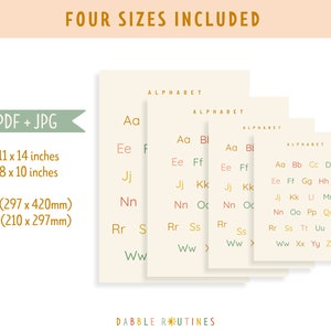 Printable Alphabet Poster I PDF and JPG I Four Sizes I Homeschool Wall ...