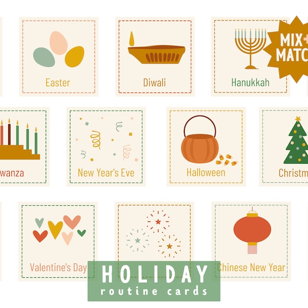 Holiday Cards I Mix and Match I Toddler Schedule Cards I Kids Calendar Holiday Cards I Printable Routine Cards