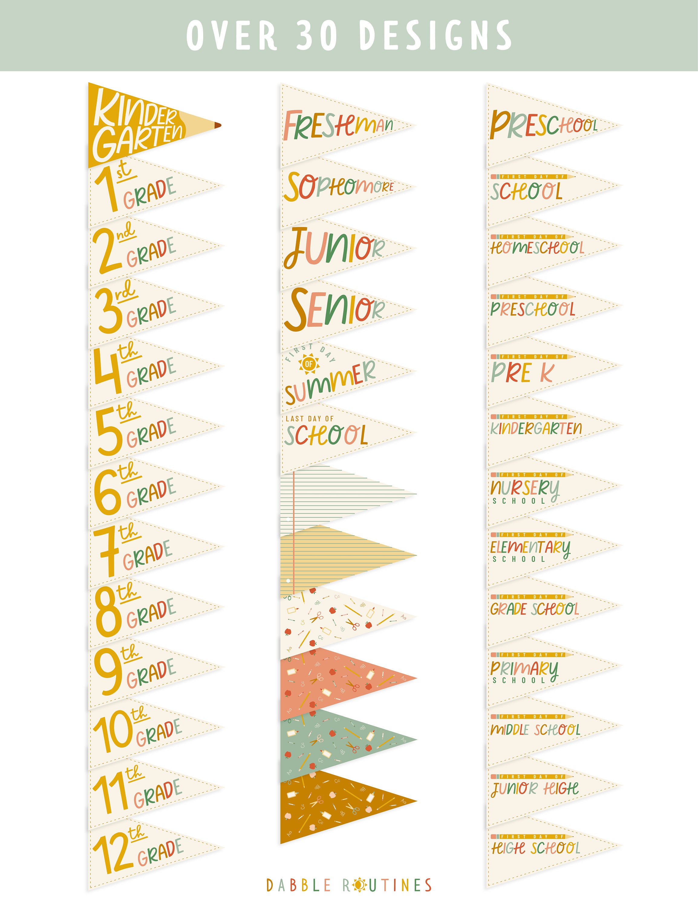 First Day of School Flags I First Day of Kindergarten Sign I - Etsy