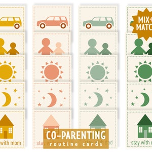 Co-Parenting Routine Karten I Mix and Match I Visuelle Routine I Kinder Co-Parenting Kalender I Kleinkind-Routinen I Druckbare Routine-Karten